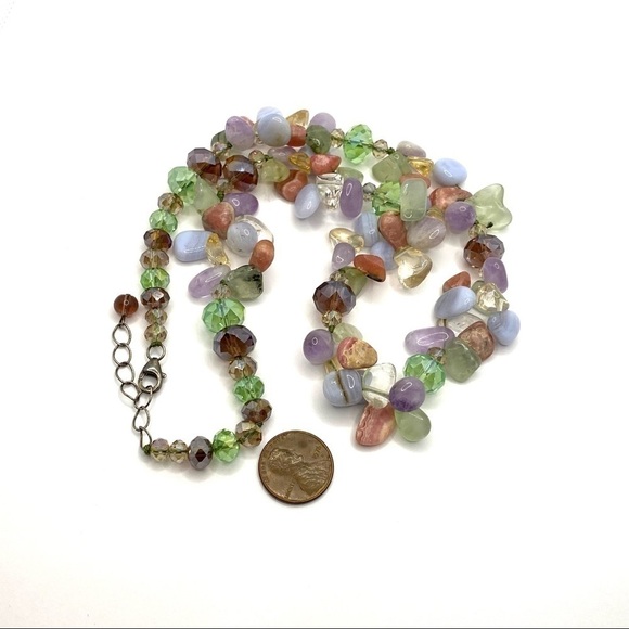 Necklace Natural Stones and Faceted Glass Crystal Beads Sterling Silver … - Picture 8 of 13